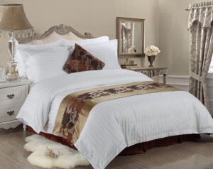 60S300Tc 10Cm Satin Stripe Bed Linen For Marriott Ottawa Hotel