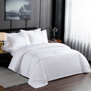 100% Cotton 300Tc Ribbon Weaving Technique Bed Linen  For Sheraton Hotel